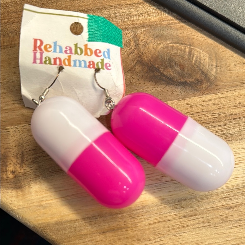Pink and White Capsule Earrings